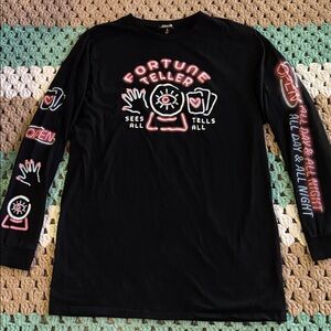 Horoscopez Black Fortune Teller Graphic Long Sleeve Shirt Tee Men’s sz Large